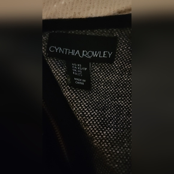 Cynthia Rowley Women's Black White Cotton Blend Long-sleeve Knit Dress Sz xsm - Picture 3 of 5